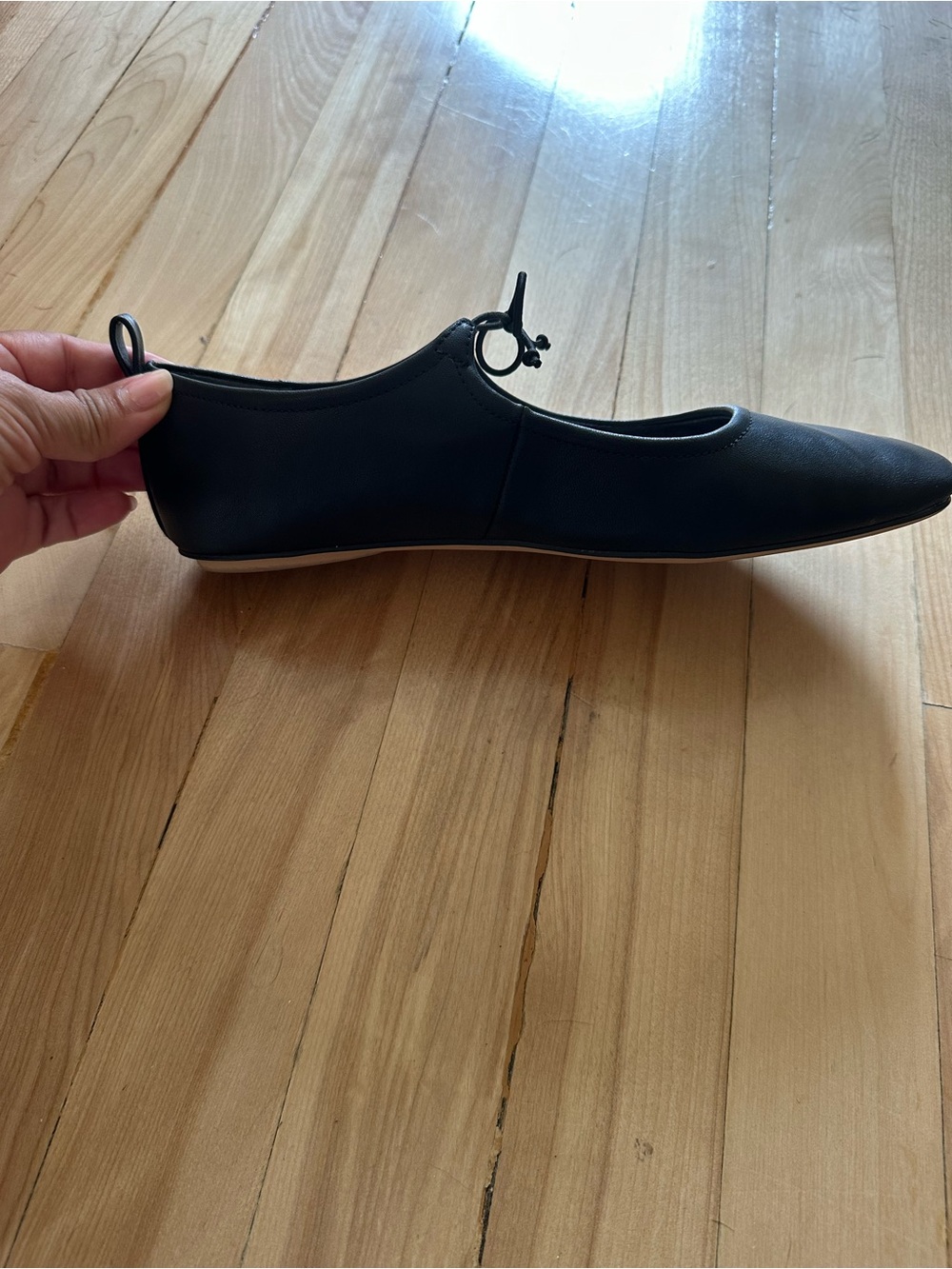 Franco Sarto Black Square-Toe Bow Ballet Flats - Picture 3 of 4